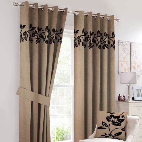 Chocolate-Brown-Camel-Velvet-Laser-Cut-Design-Curtains-Set-of-2-Pcs-with-2-Belts- dreambeddingstore.com
