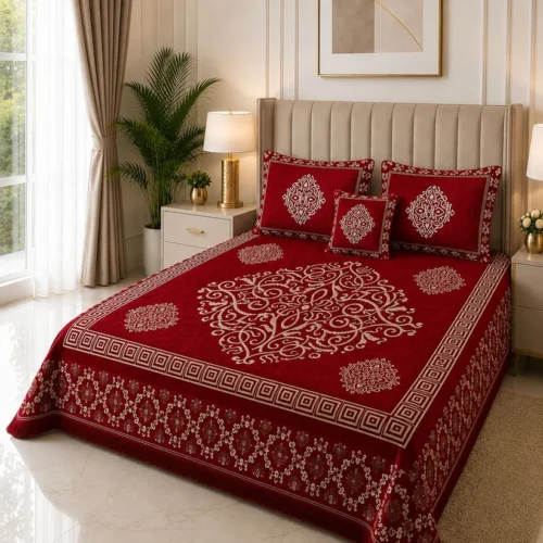 Appish Bridal Velvet Bed Sheet Set - 4pcs